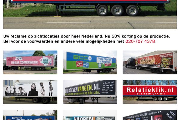 Reclametrailer. Betaalbare outdoorreclame met hoog bereik.