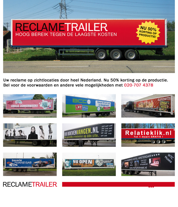 Reclametrailer. Betaalbare outdoorreclame met hoog bereik.
